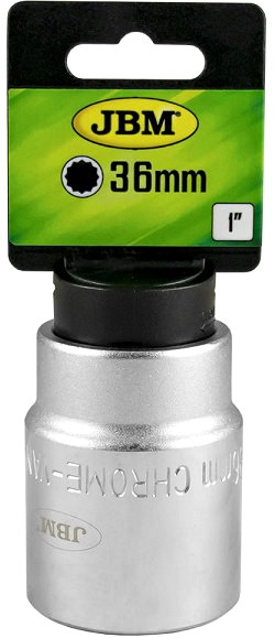 1" PADRUN LÜHIKE 36MM. 12-KANT. SATIN CR-VAN. RIPUTUSPAKEND JBM