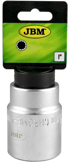 1" PADRUN LÜHIKE 50MM. 12-KANT. SATIN CR-VAN. RIPUTUSPAKEND JBM