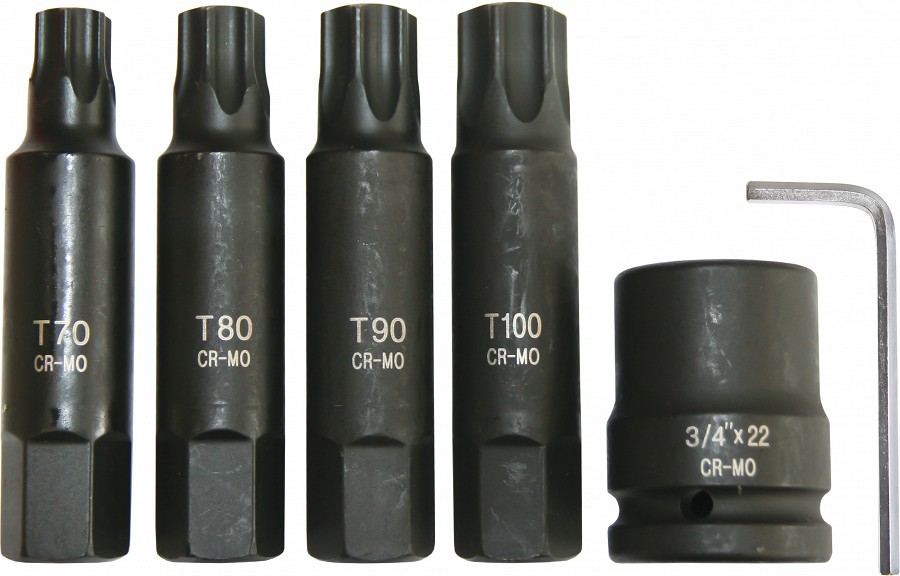 6-OS. 3/4" PIKKADE TORX LÖÖKOTSIKUTE KOMPL. T70/T80/T90/T100 TRIUMF