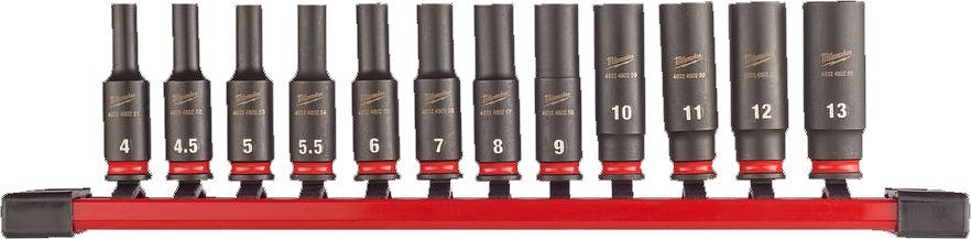 12-OS. 1/4" PIKKADE LÖÖKPADRUNITE KOMPLEKT 4-13MM MILWAUKEE